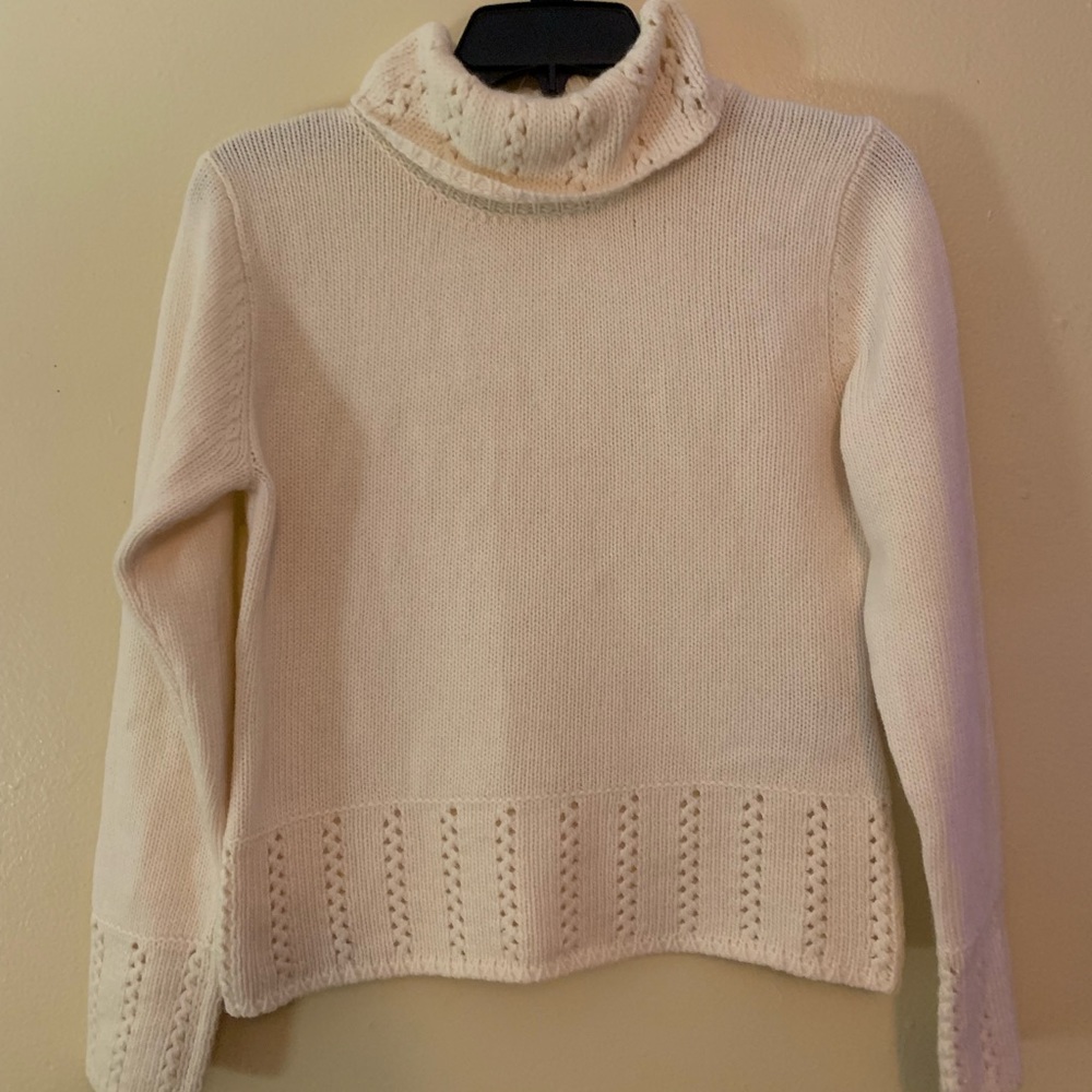 Talbots Petite Cream Turtleneck Sweater